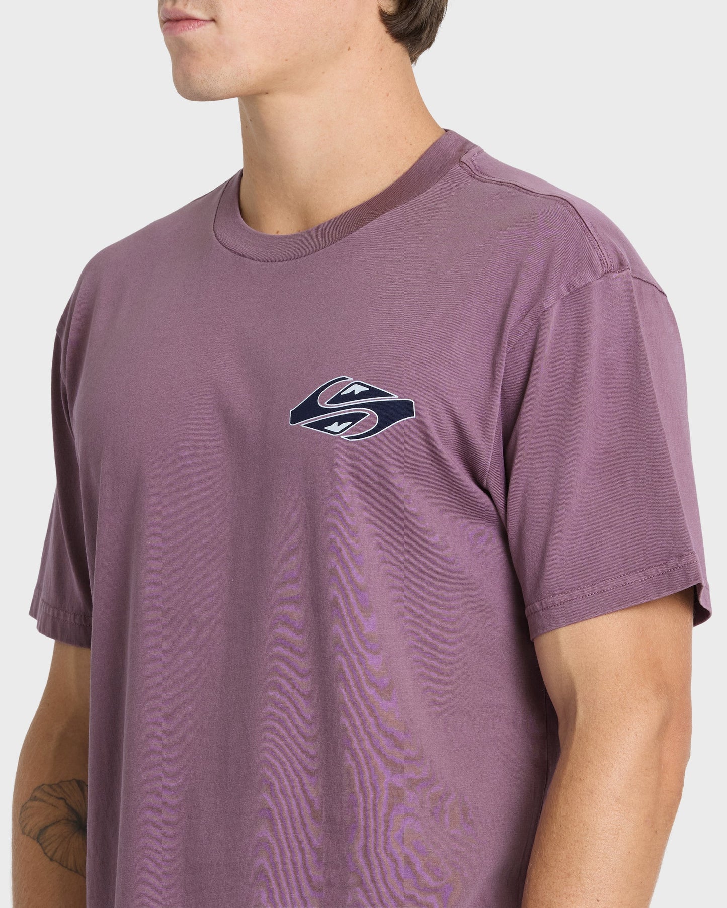 Dark Horse Pigment Dye Short Sleeve Cotton T-Shirt - Grape Jam