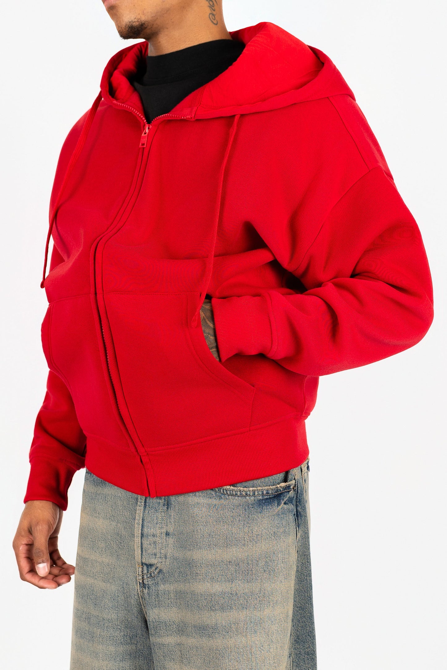 Oversize Drop Shoulder Zip Up Hoodie