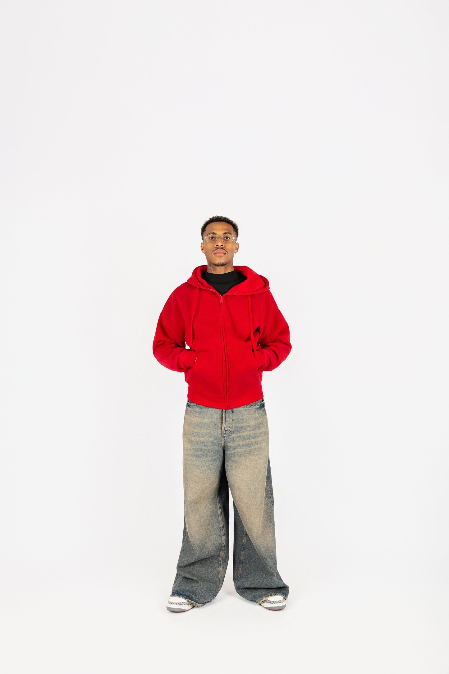 Oversize Drop Shoulder Zip Up Hoodie