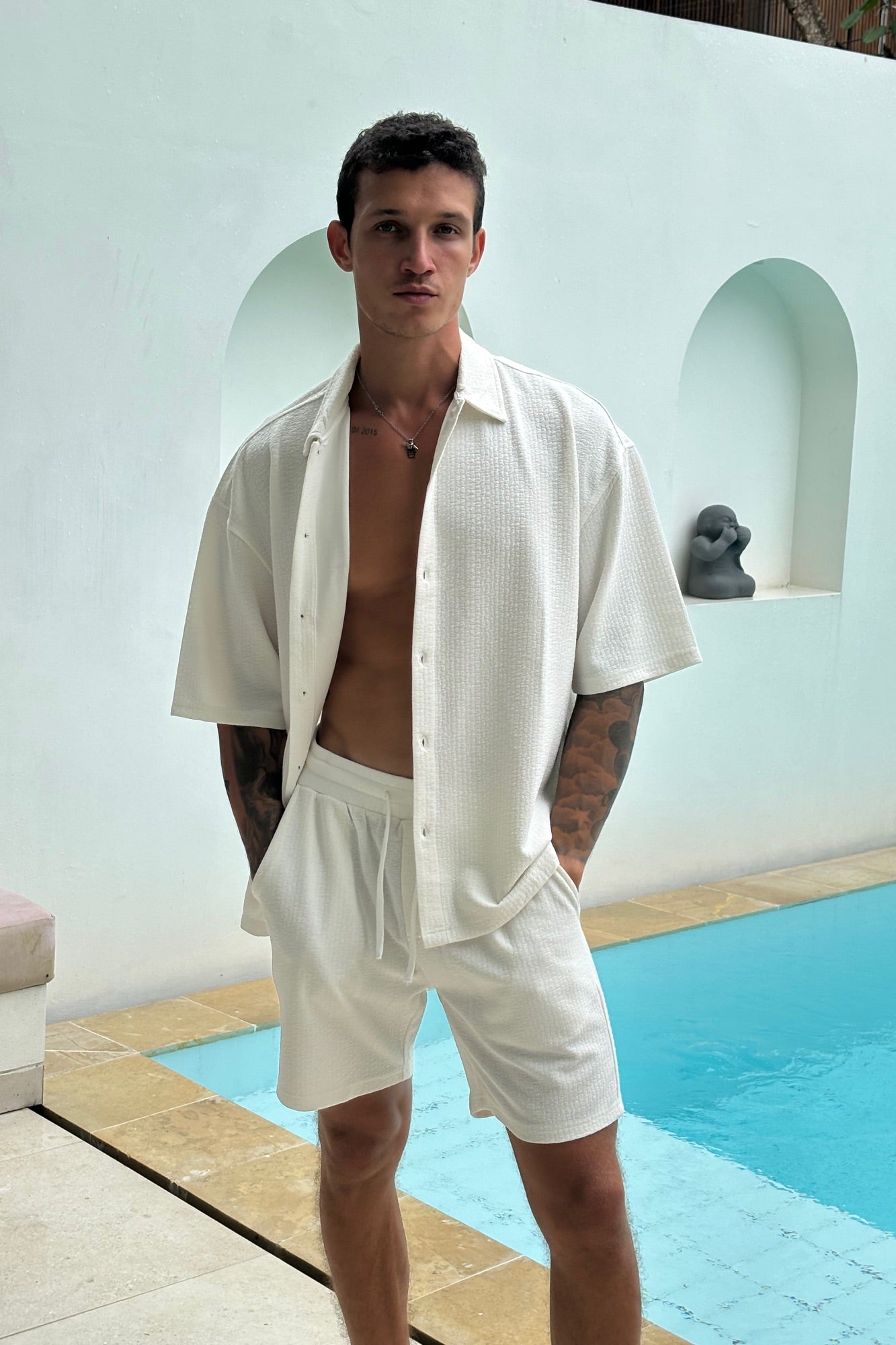 Lucas Drop Shirt Soft Texture White - FINAL SALE