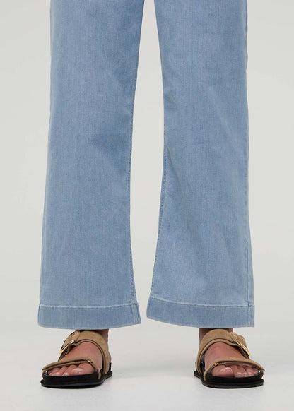 Performance Denim Short Sleeve Jumpsuit - Desert Blue