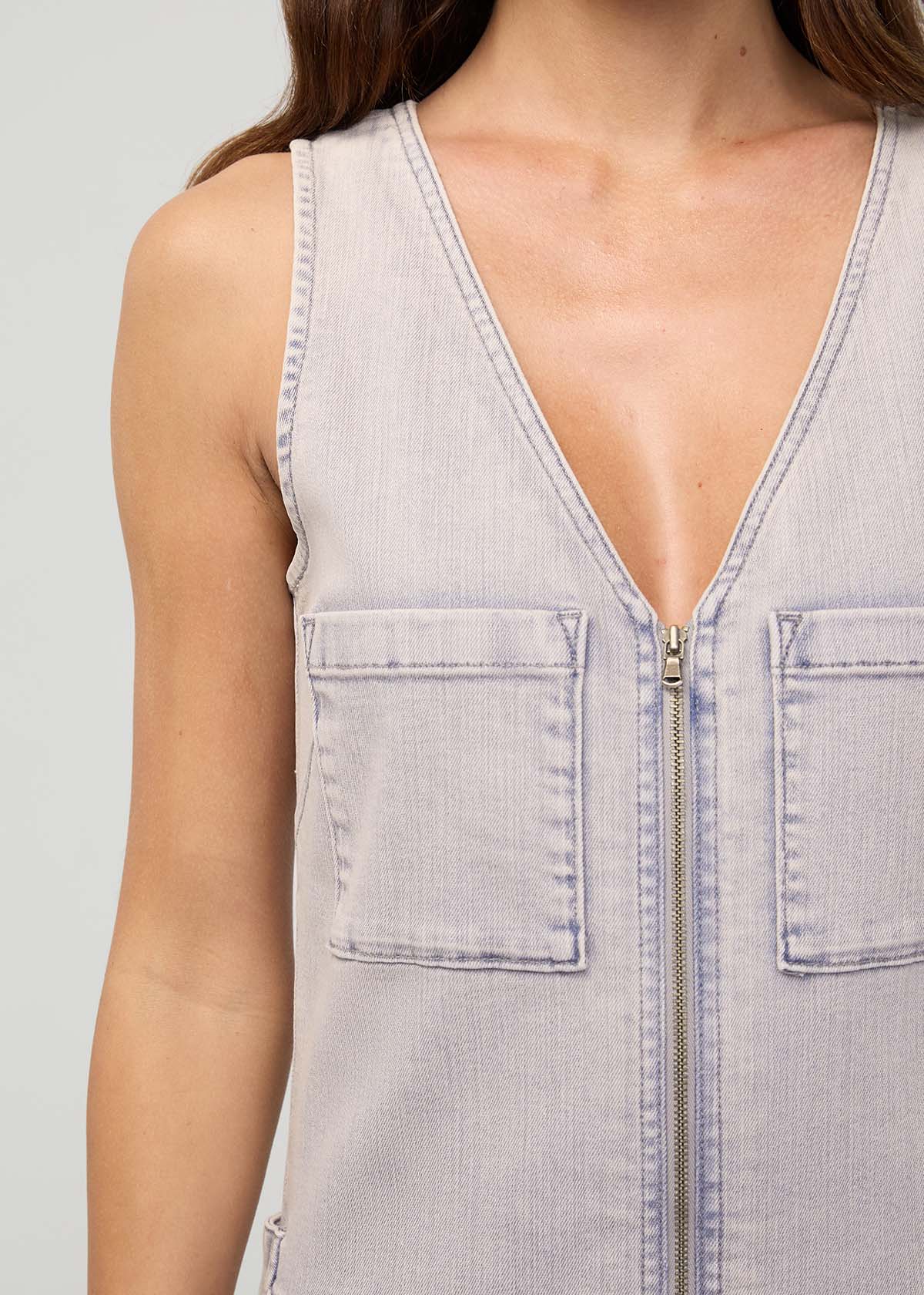 Performance Denim Utility Jumpsuit - Quartz Fade