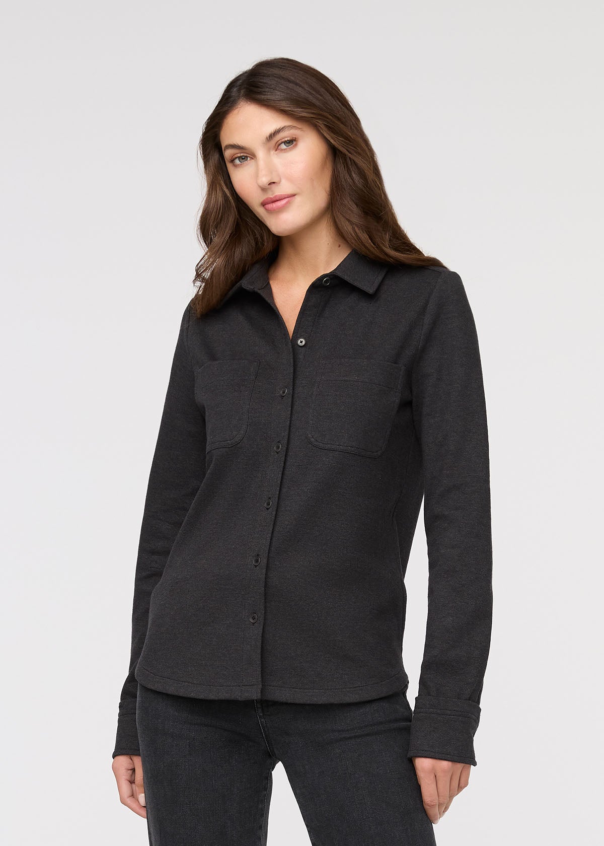 Performance Flannel Button Down - Heather Black