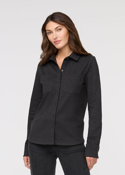 Performance Flannel Button Down - Heather Black
