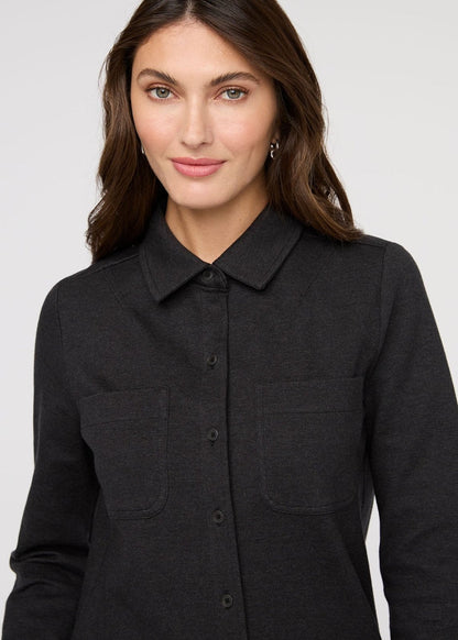 Performance Flannel Button Down - Heather Black