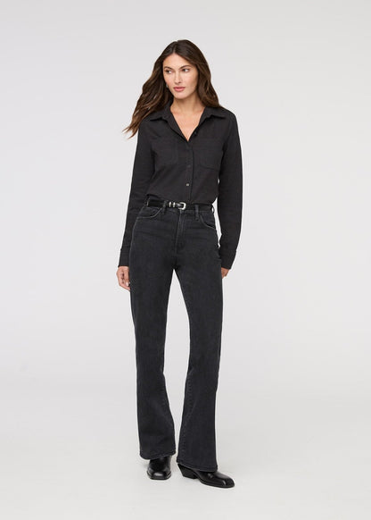 Performance Flannel Button Down - Heather Black