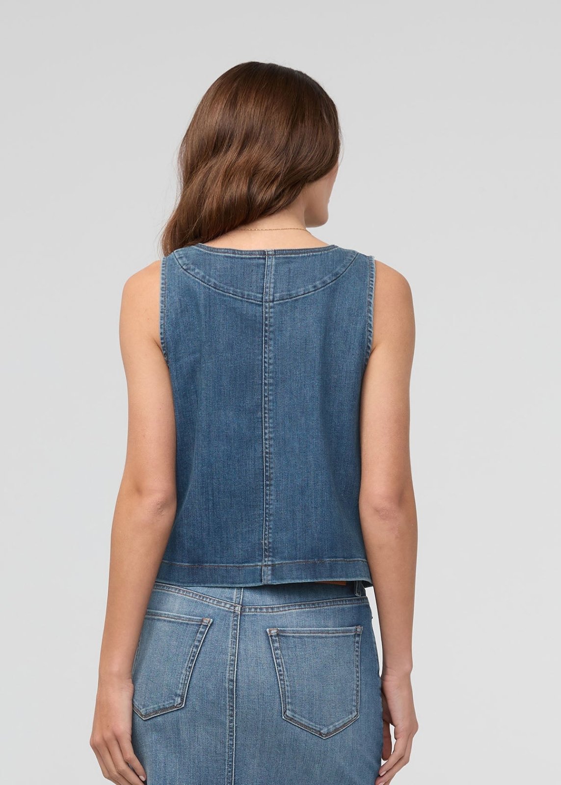 Performance Denim Zip Front Vest - Blue Ash