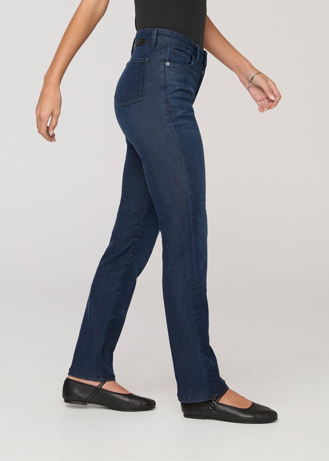 No Sweat Denim High Rise Slim Straight - Worn Rinse