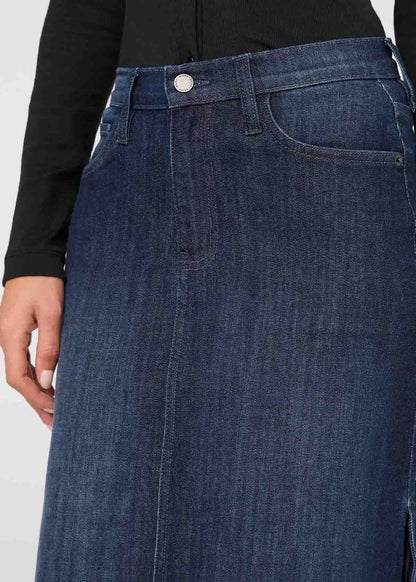Performance Denim Slit Skirt - Dark Stone