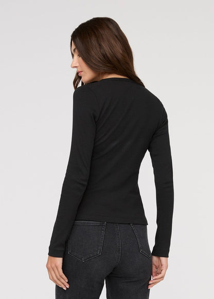 Ribbed Pima Fitted Button Down - Black