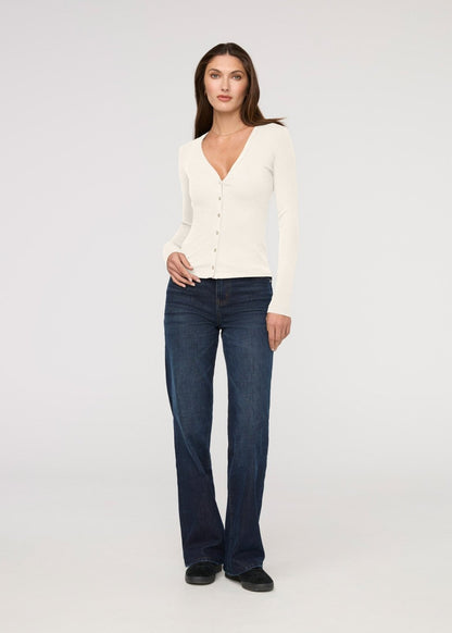 Ribbed Pima Fitted Button Down - Ecru