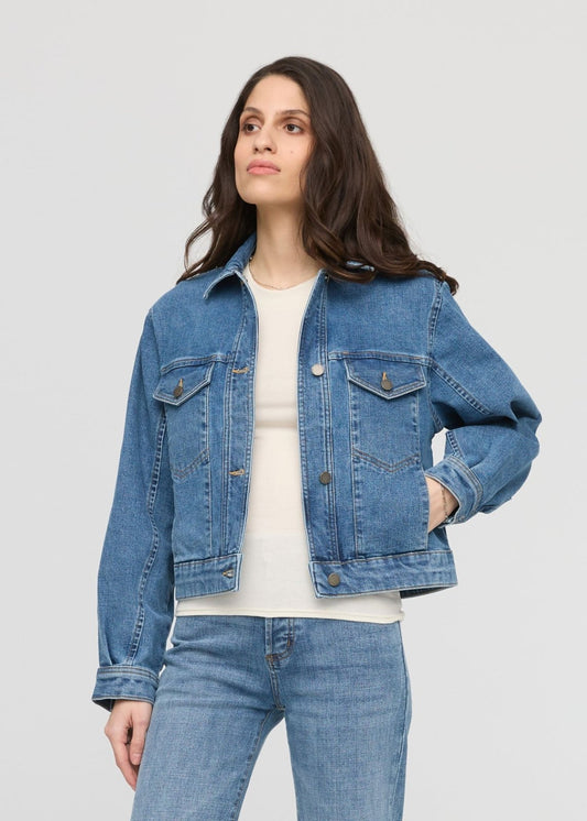 Midweight Denim Pleated Jacket - Vintage Wash