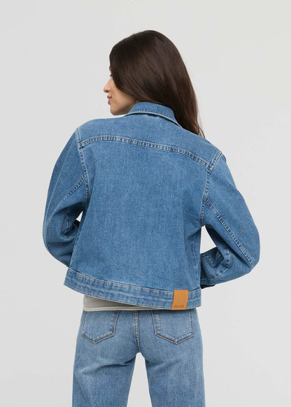 Midweight Denim Pleated Jacket - Vintage Wash