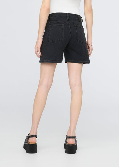 Stretch Canvas High Rise Relaxed Short - Black