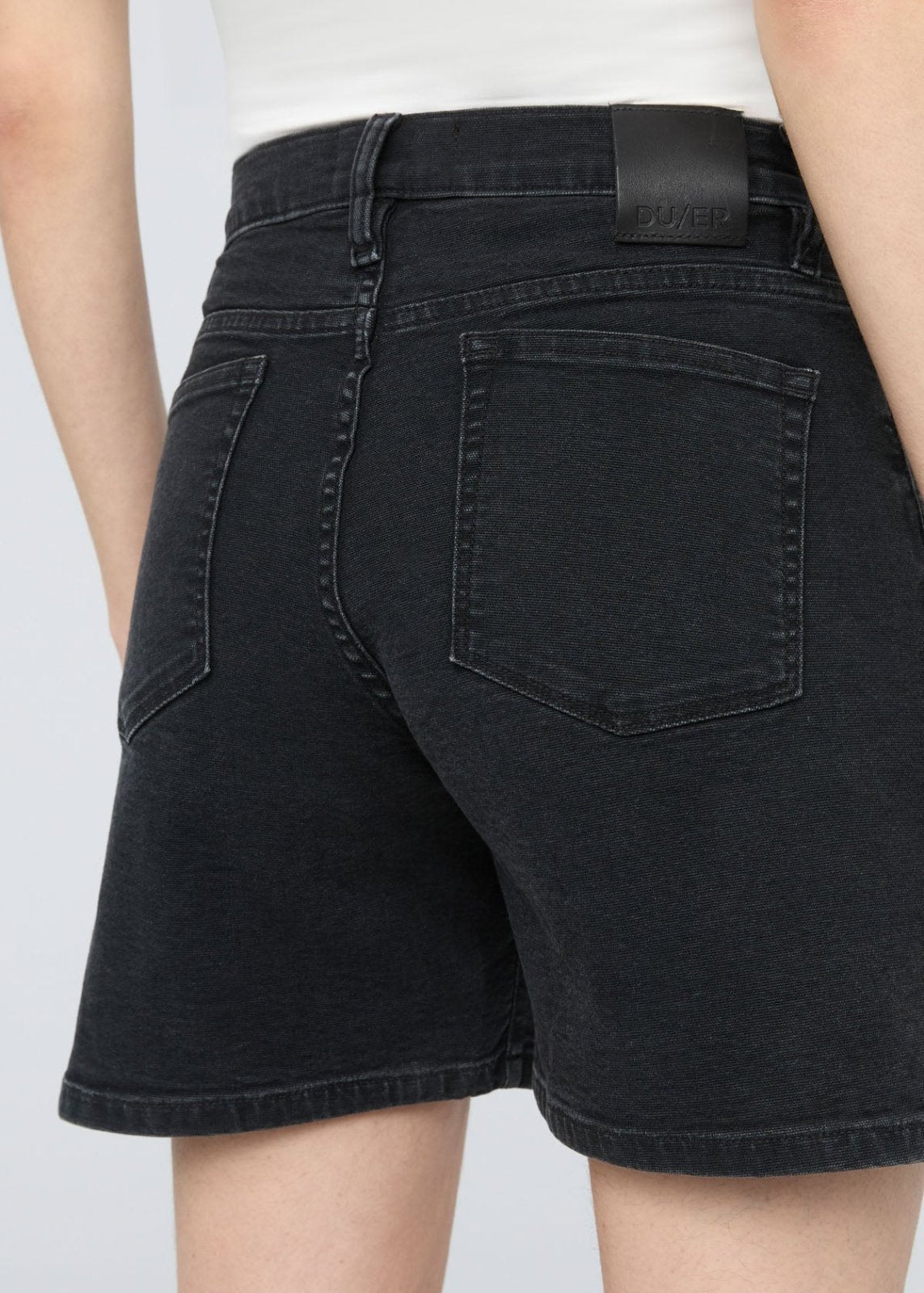Stretch Canvas High Rise Relaxed Short - Black