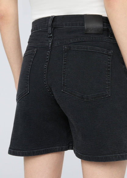 Stretch Canvas High Rise Relaxed Short - Black