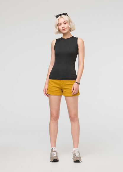 Ribbed Pima High Neck Tank - Black