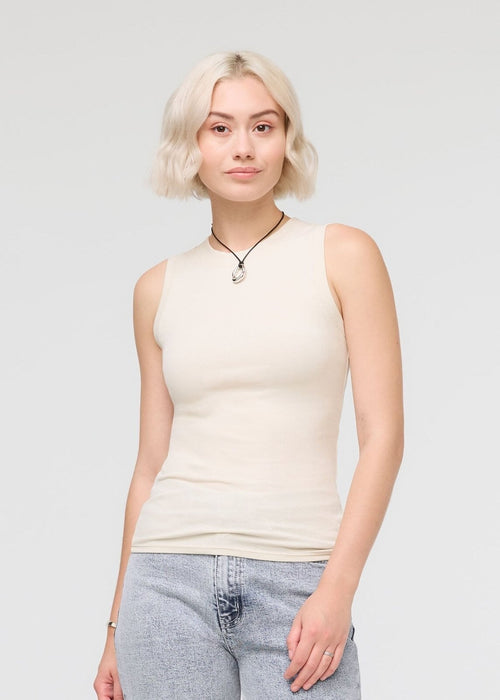 Ribbed Pima High Neck Tank
