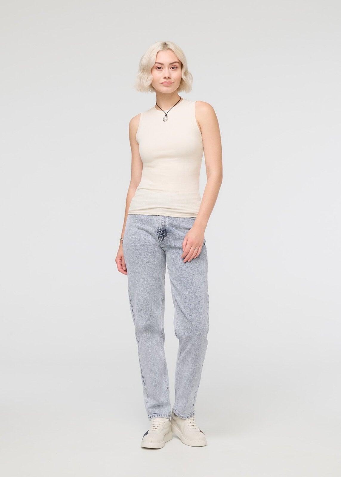Ribbed Pima High Neck Tank
