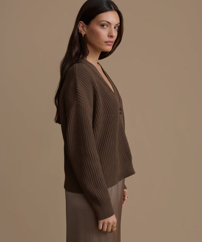 Cropped Cotton Cocoon Cardigan