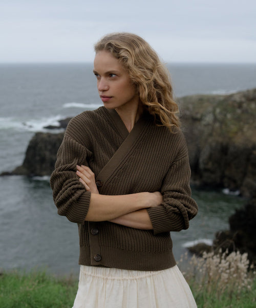 Cropped Cotton Cocoon Cardigan