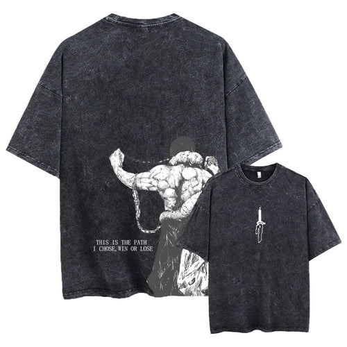 2024Men and Women Anime Printed Washed Short Sleeve Retro